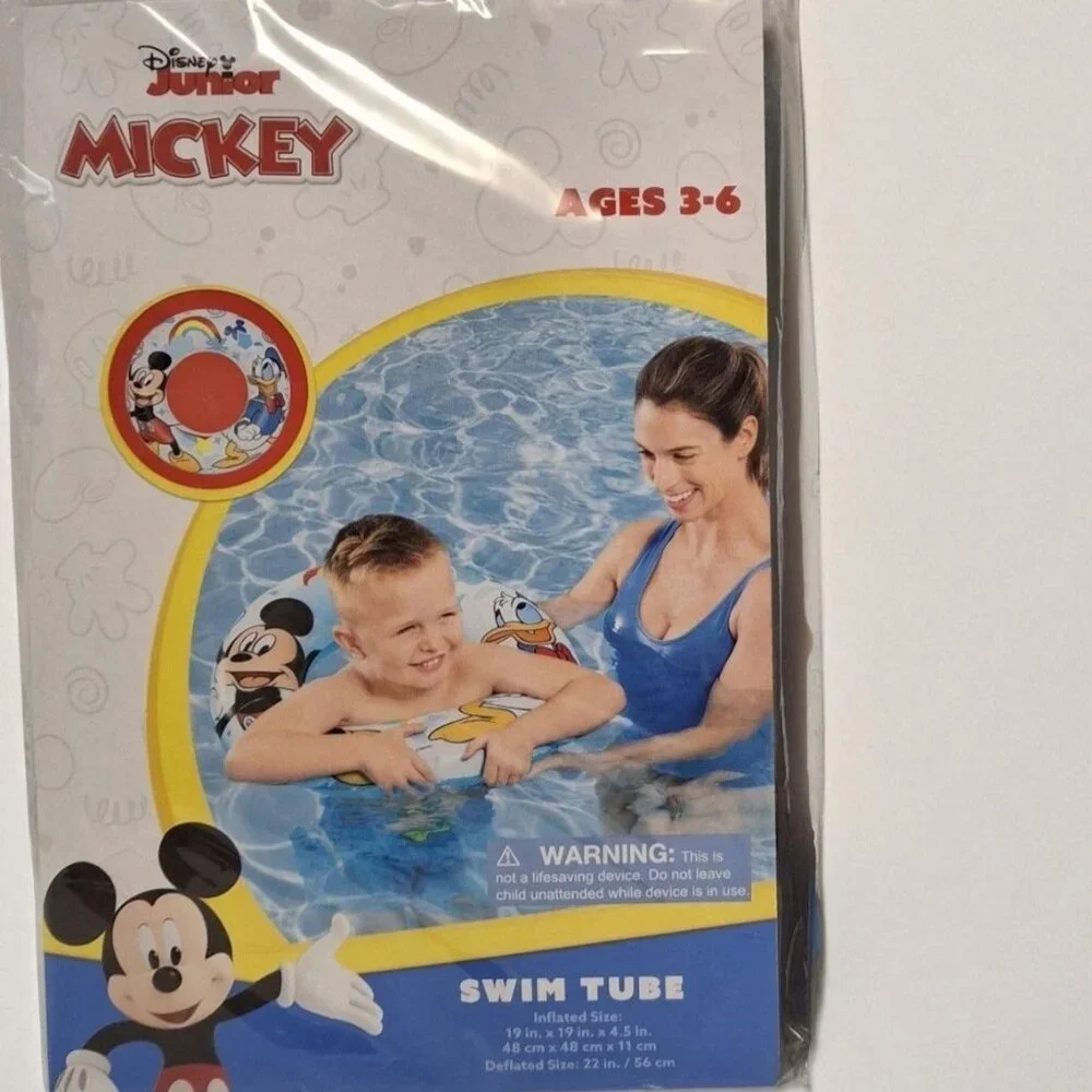 Disney Mickey Mouse & Donald Duck Kids Swim Tube Pool Float Ring Ages 3-6 NEW